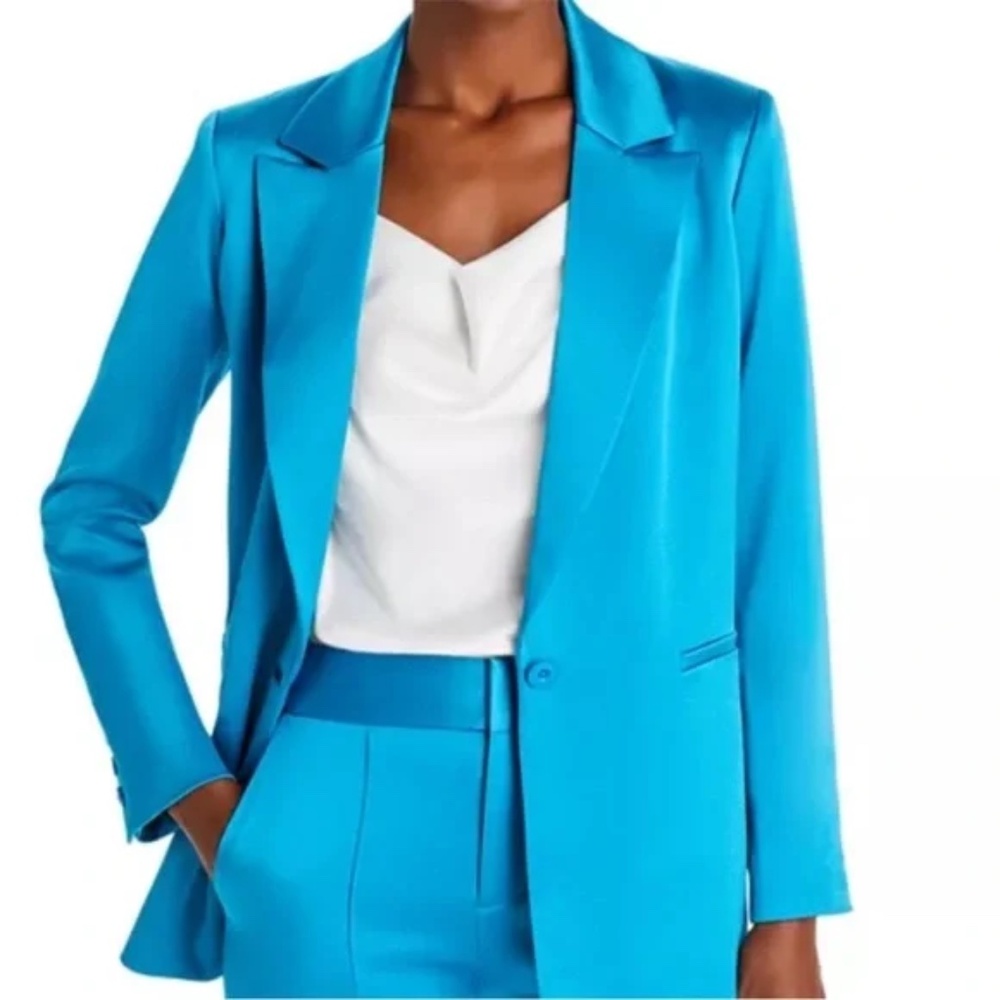 NWT Alice + Olivia Turkish Blue Satin Jacket sz 8 $495